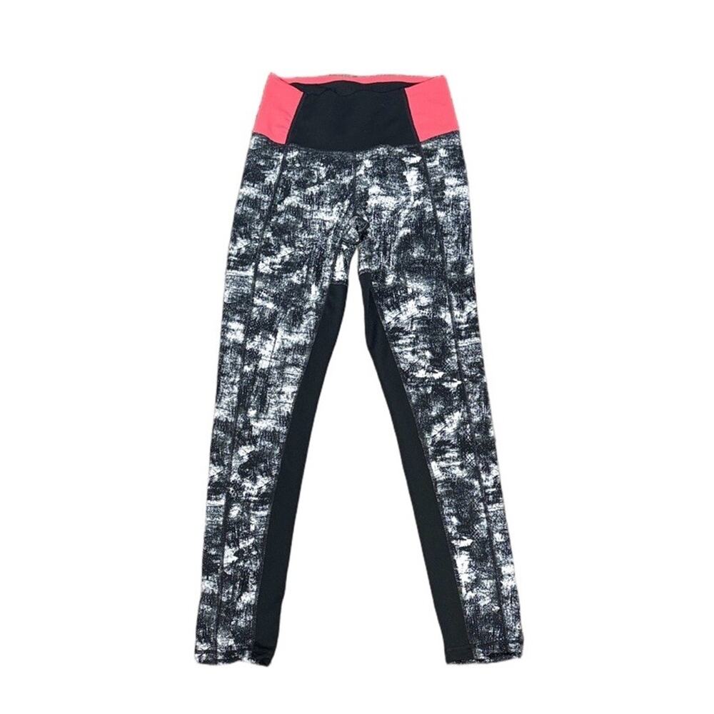 Adidas ClimaLite Active High-rise Leggings Black White Pink Stripes Size XSmall